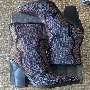 Azalea Wang chromatic show some love rhinestone boots